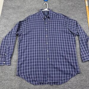 Polo Ralph Lauren Blake Mens Large Blue Plaid Cotton Button Shirt Long Sleeve